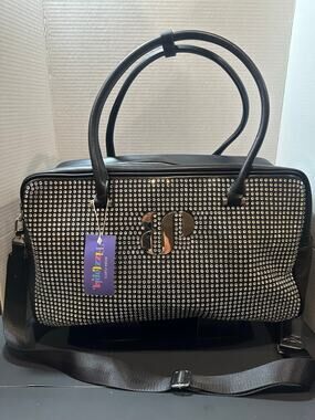 NWT Bomb Party FizzTopia Black Rhinestone Studded Satchel Duffel Bag